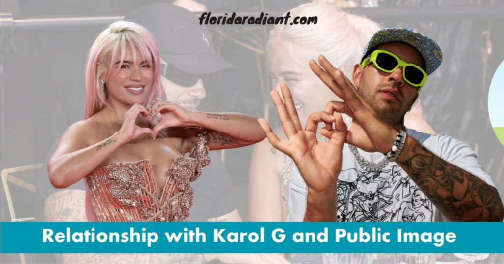 A man and woman wearing sunglasses, accompanied by the text "Relationship with Karl G and Public Image."